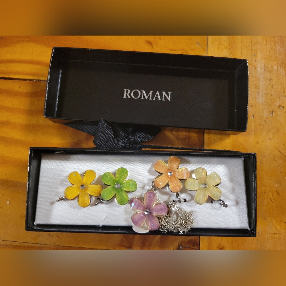 interchangeable flower charm necklace yellow, peach, pink, purple, green
